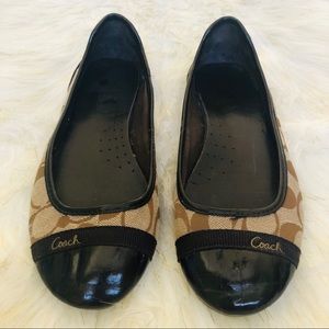 Brown Signature Coach ballet flats Sz 6 Host Pick